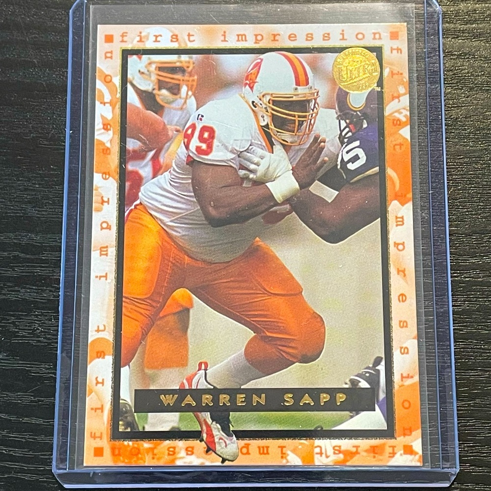 1996 VINTAGE WARREN SAPP FIRST IMPRESSIONS Fleer Ultra Football Card #186